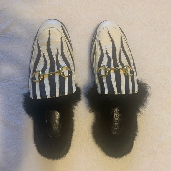 COPY - New Gucci Princeton Leather & Lamb Fur Slides - size 40 - Picture 10 of 15